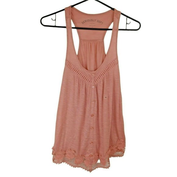 Aero Tops - Aero Seriously Soft Pink Racerback Crochet Tank